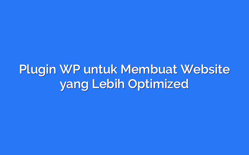 Plugin WP untuk Membuat Website yang Lebih Optimized